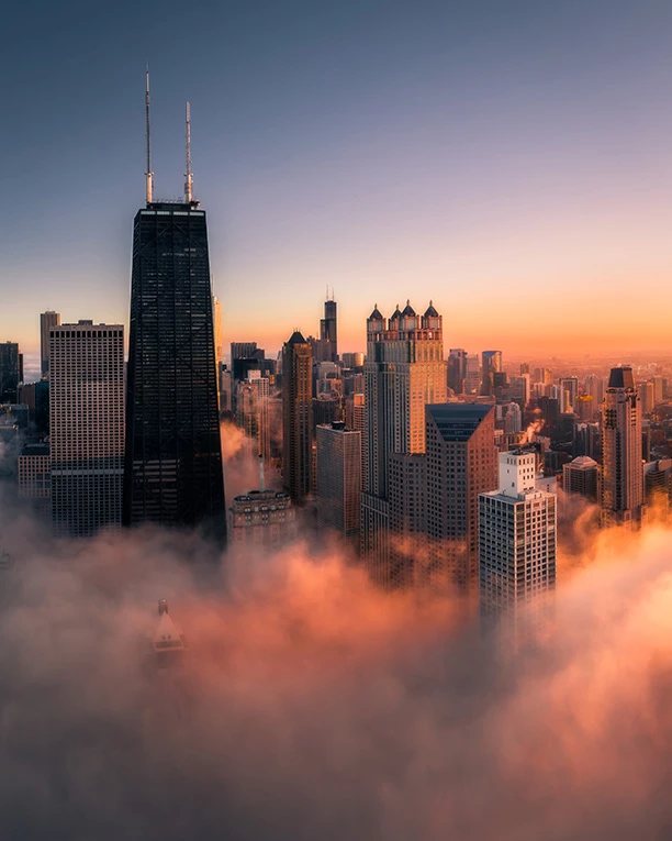Chicago skyline at dusk