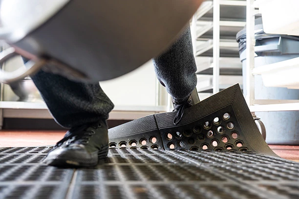 Trip and fall on floor mat