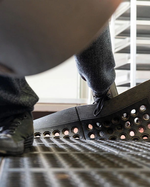 Trip and fall on floor mat